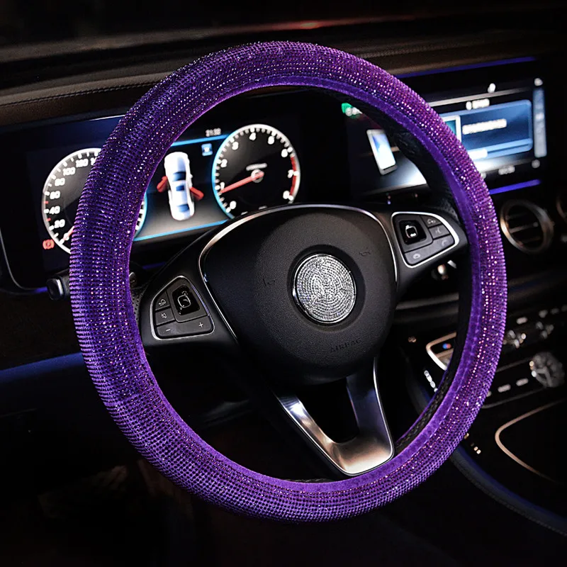 Прекрасный женский чехол рулевого колеса автомобиля с Блестящие кристаллы 38 см
