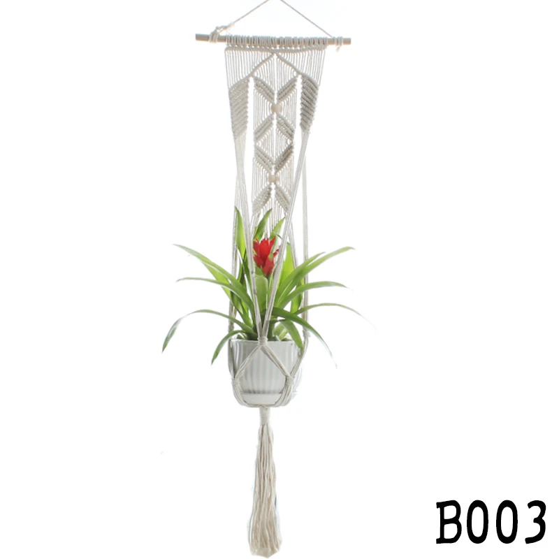 Подвесная корзина для растений ручной работы в макраме хлопковая веревка с