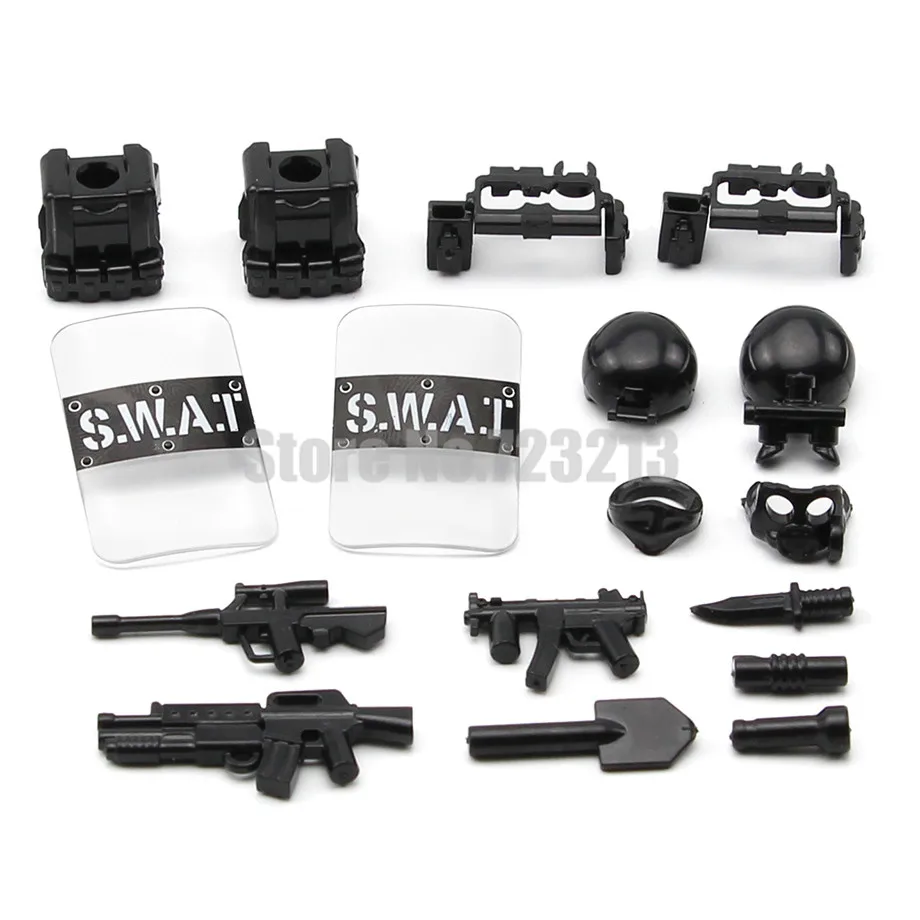 Single Sale Military KY017 Parts Shield Helmet Armor Belt M24 Sniper Rifle Camo Suit MOC SWAT Model Building Blocks Brick Toy