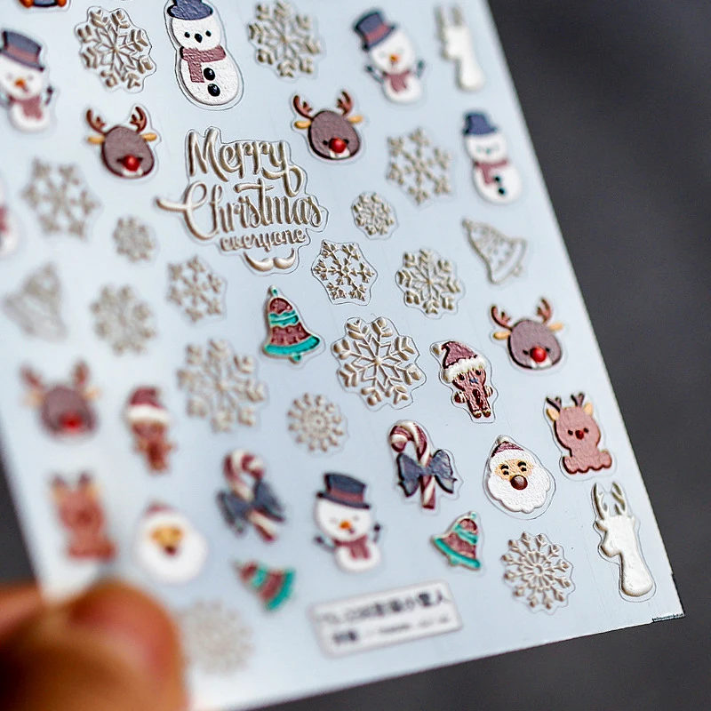 

Japan's New 5D Nail Stickers Christmas Snowflake Ultra-thin Snowman Cartoon Watercolor Santa Claus 3D Stereo Nail Stickers