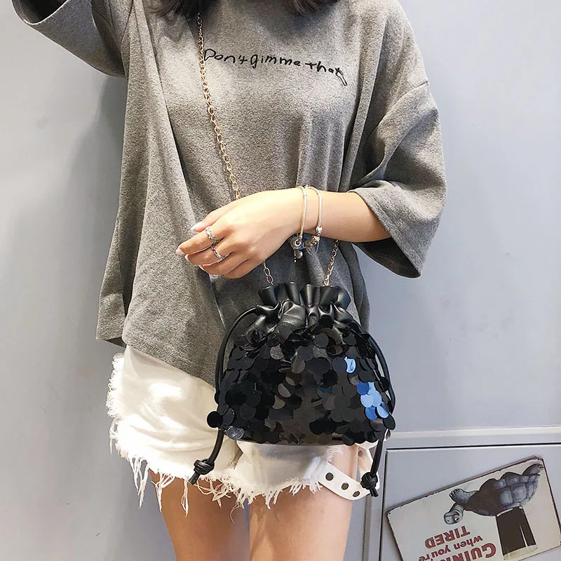 Корейская модная маленькая сумка с блестками Женская мини-сумка через плечо