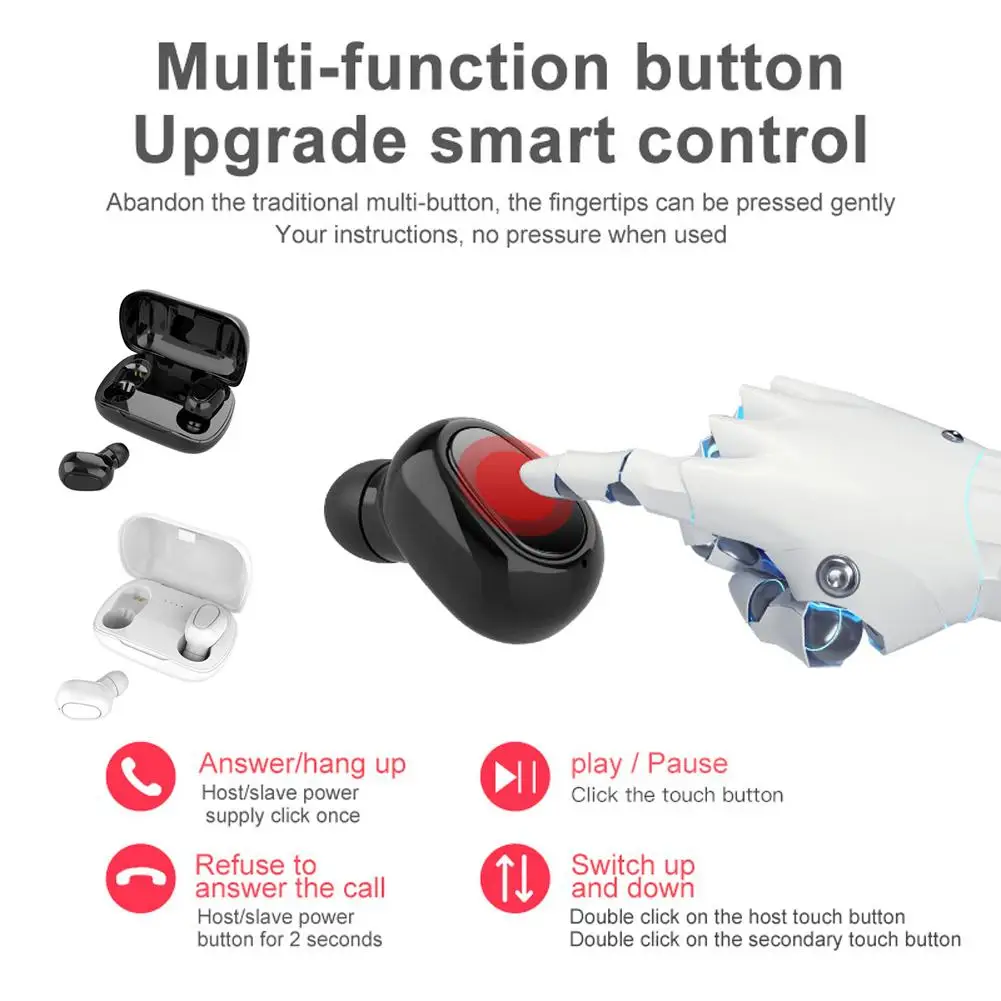 TWS Wireless Earphones Bluetooth 5.0 HD Call Earphone Stereo Noise Reduction Headset With Microphone Charging Case | Электроника