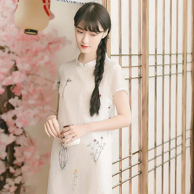 2019 женское летнее платье трапециевидной формы юбка в китайском стиле для девочек