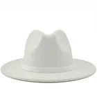 Новая Винтажная фетровая Мужская шерстяная шляпа с широкими полями, женская черная, белая, розовая однотонная церковная шляпа, женская элегантная джазовая шляпа