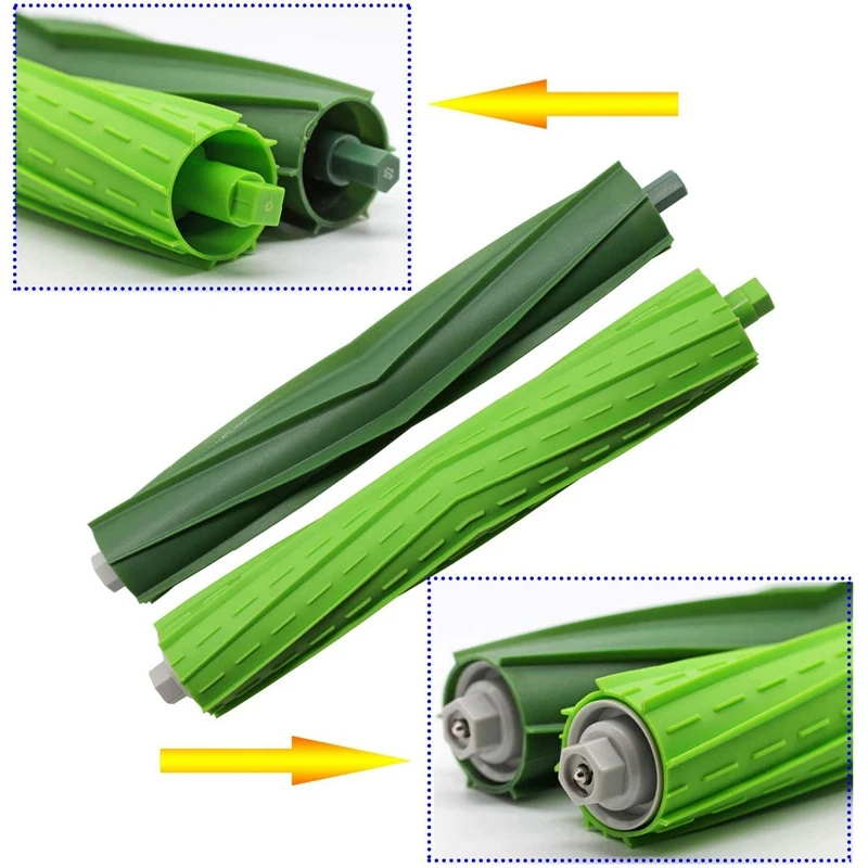 4 комплекта многоповерхностных резиновых роликов для робота-пылесоса Irobot Roomba