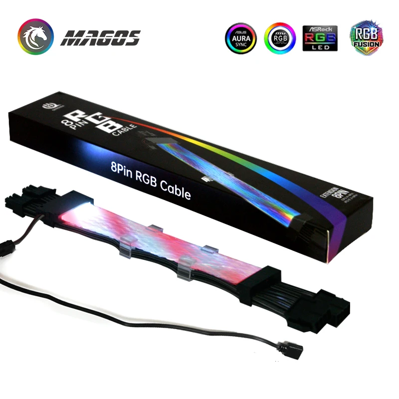 RGB Радужный кабель M/B 24PIN ATX Удлинительный шнур 8P(8 + 8) GPU PCI-E неоновая линия