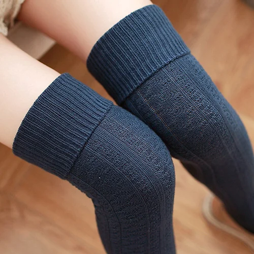 Beenwarmers vrouwen модные осенне-зимние облегающие высокие женские носки выше колена тонкие чулки гетры для танцев - Цвет: Dark Blue