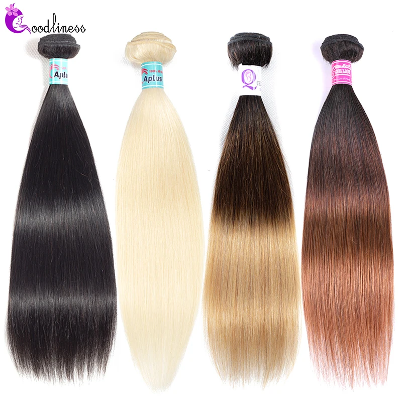 

Goodliness 1/3/4 Honey Blonde 613 Bundles Ombre Straight Human Hair Bundles Remy 1B/4/27 30 Natural Brazilian Hair Weave Bundles