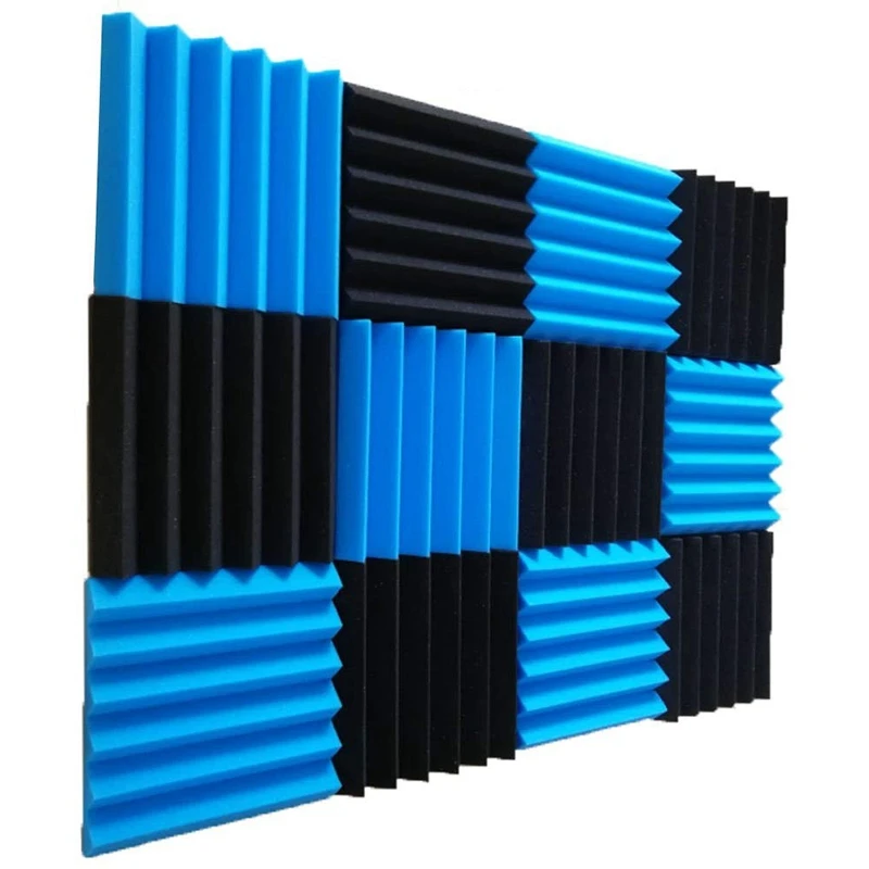 

12 Pcs Acoustic Panel Studio Soundproof Foam Wedge Tile Fireproof Studio Foam Sound Wedges 5 X 30 X 30Cm