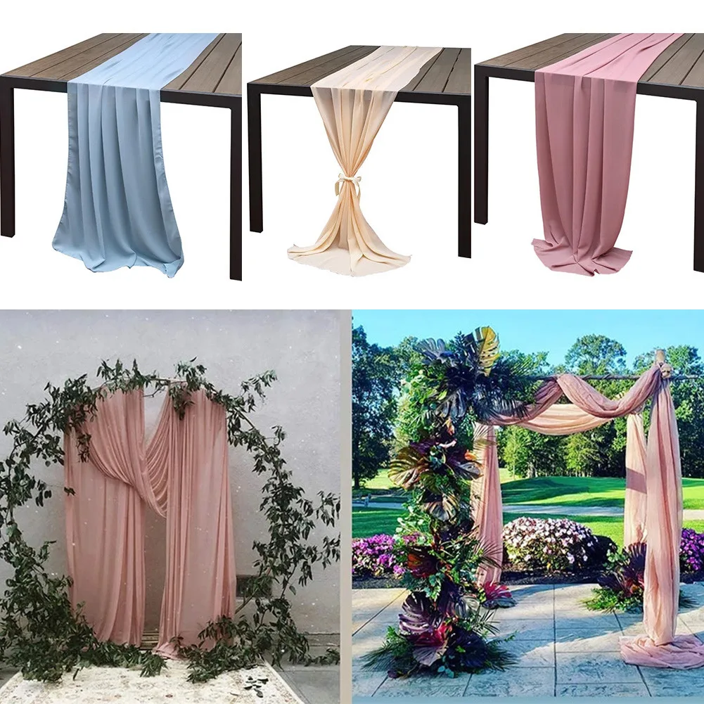 

Wedding Arch Drapes Fabric Chiffon Birthday Party Cover Backdrop Curtain Drapery Ceremony Bridal Reception Living Room Decor