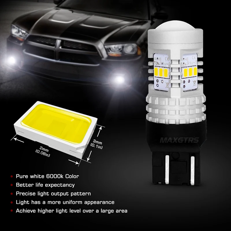 MAXGTRS T20 Белый светодиодный W21/5 Вт 7443 светодиодный фонарь 800Lm 3020 14SMD автомобильный тормозной обратный стояночный DRL противотуманный светильник резервная галогенная лампа