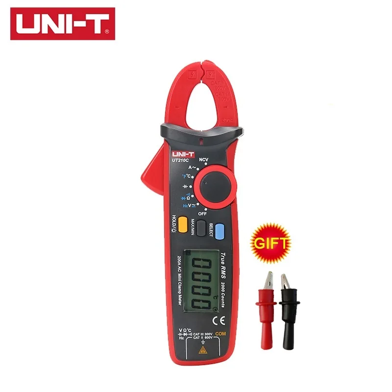 UT210C UNI-T UT210E UT210D UT210C UT210B UT210A Мини цифровой клещи True RMS Авто Диапазон AC DC Бесконтактный мультиметр тестер - Цвет: UT210C