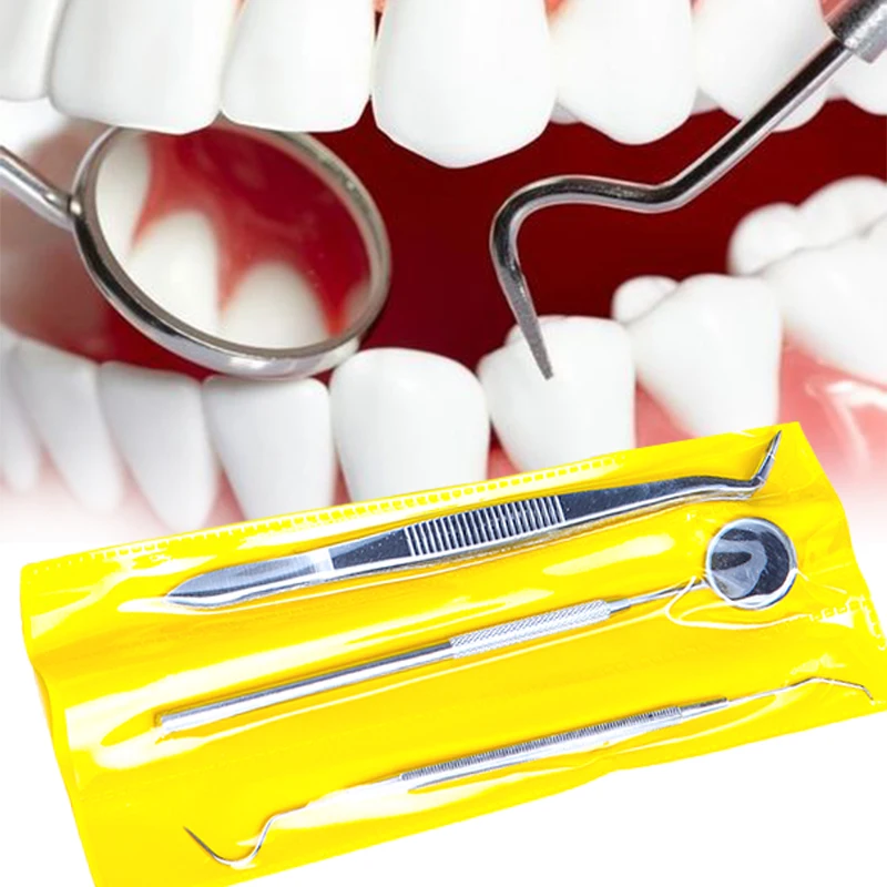 3Pcs/Set New Hygiene Picks Scaler Mirror Oral Care Explorer Probe Stainless Steel Dental Dentist Teeth Clean Tool Set Kit | Красота и