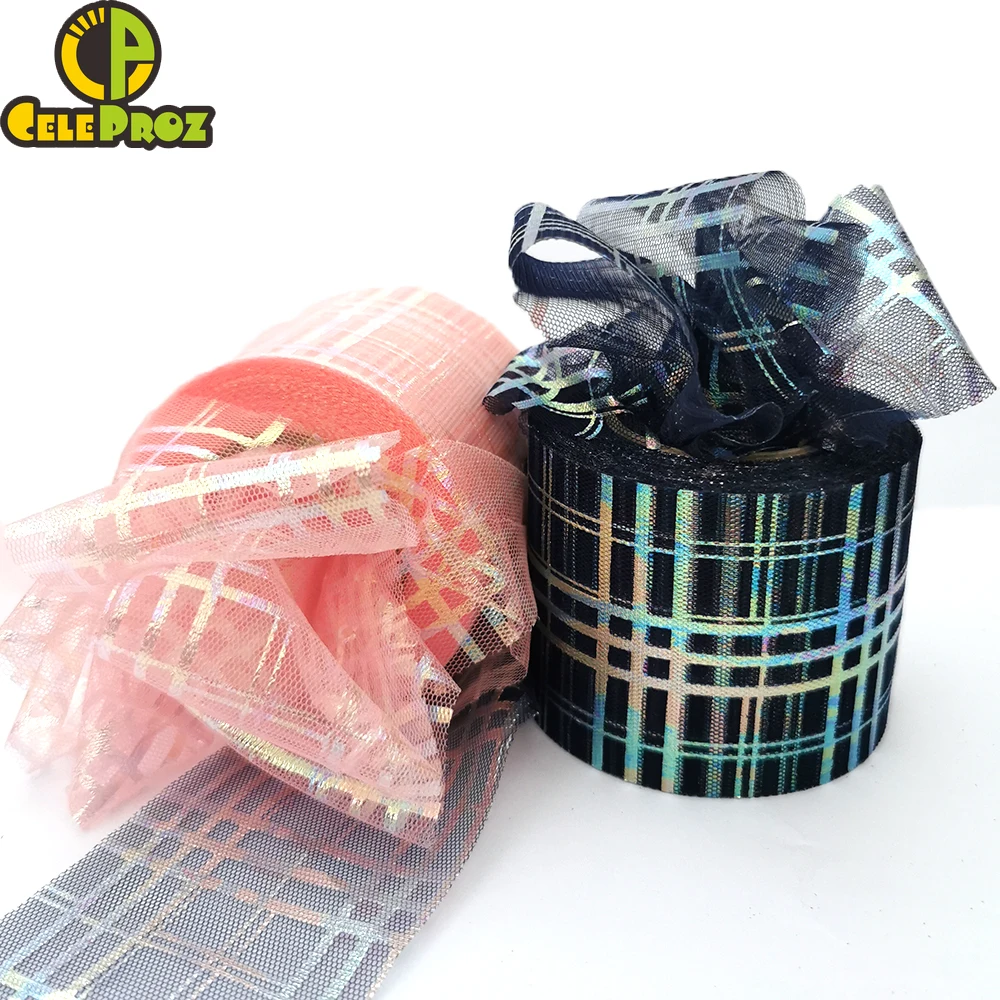 Тюлевая блестящая иллюзорная сетчатая ткань рулон 6 см 25 ярдов головная