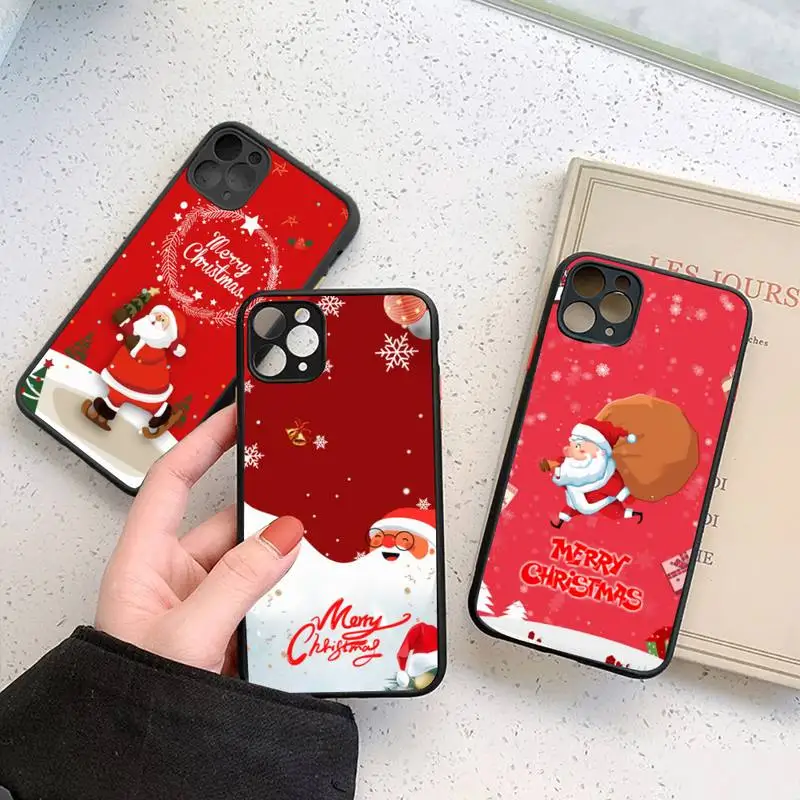 

Christmas NEW Year Phone Case For iphone 12 11 7 8 plus mini x xs xr pro max matte transparent cover