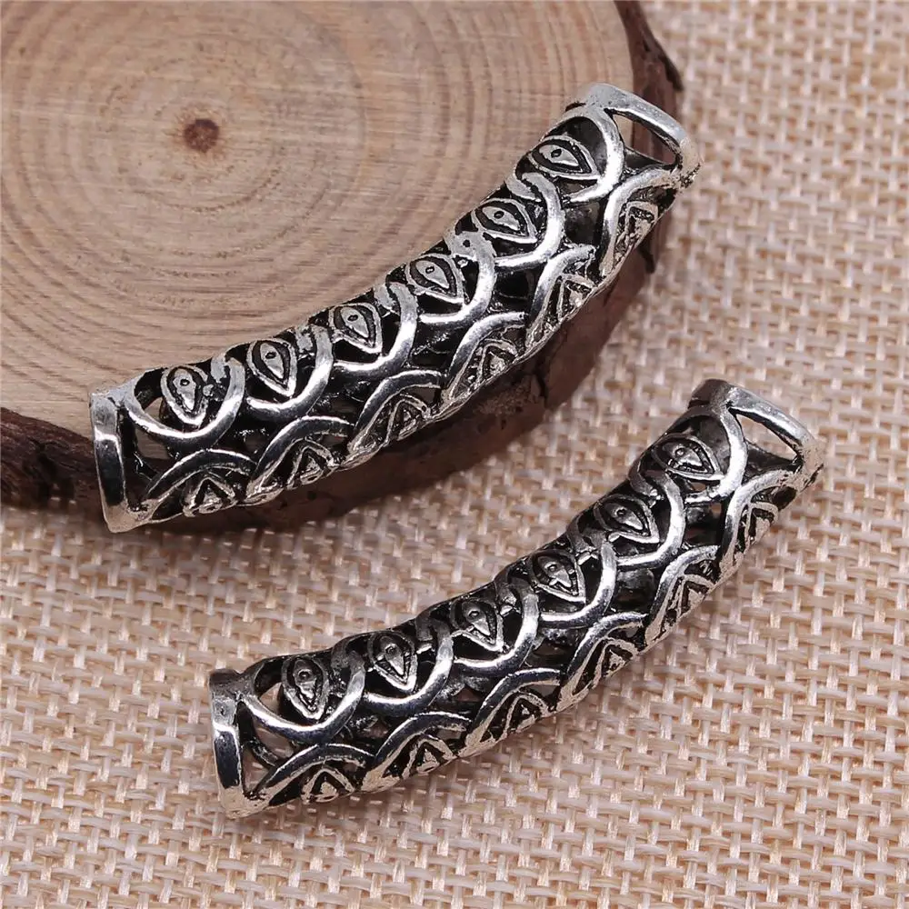 

Jewelery Pendants Making Charms For Jewelry 5pcs Hollow Hair Braid Dreadlock 46x14mm Antique Silver Plated