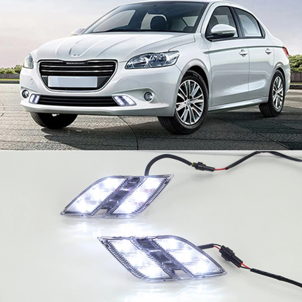 Автомобильный мигающий 2шт для Peugeot 301 2014 2015 светодиодный DRL дневные ходовые огни