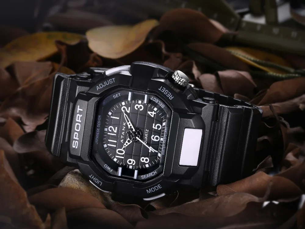 ATANK брендовые новые детские спортивные часы мужские военные зеленые водонепроницаемые детские часы для плавания relogio masculino