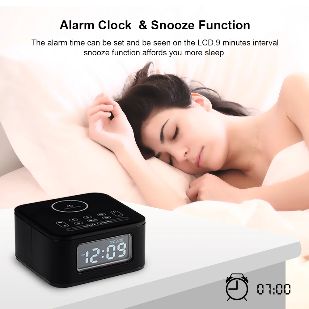 Цифровая bluetooth Колонка NFC Qi беспроводное зарядное устройство будильник термометр