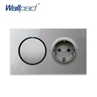 Настенная розетка Wallpad, электрическая розетка европейского стандарта с 1 клавишей, двухсторонний выключатель света, серая прозрачная рамка из закаленного стекла, 146*86 мм