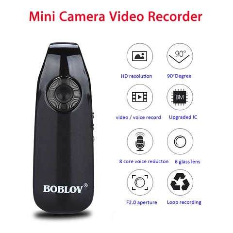 Цифровая мини-камера Boblov 007, HD правоохранительная камера, Магнитная камера для тела, датчик движения, моментальный снимок, циклическая записывающая видеокамера - изображение