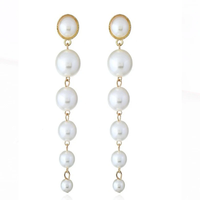 Женские серьги с жемчугом европейские и американские длинные темпераментные