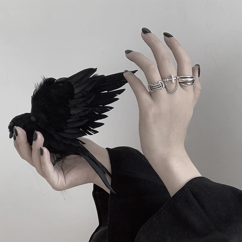 HZ хип хоп Винтаж металлическая Панк цепь крест Открытый кольца пряжка дизайн