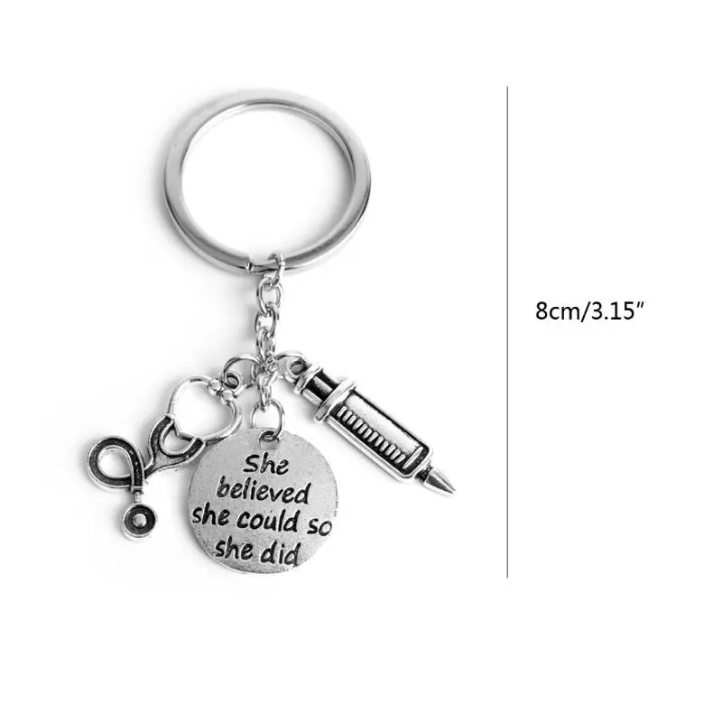 

She believed she could so she did Nurse Doctor Keychain Injector Stethoscope Keychain Inspirational Jewelry Gift
