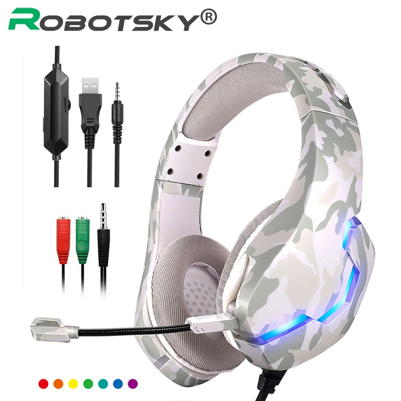 7 цветов светодиодный Профессиональный игровые наушники 3 5 мм проводной PS4
