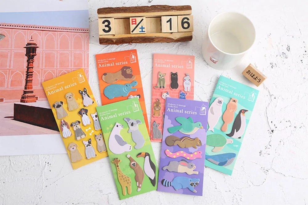 Kawaii Animal Dog Penguin Memo Pad N Times Sticky Notes Memo Notepad Cute Planner Stickers Bookmark Bullet Journal Stationery