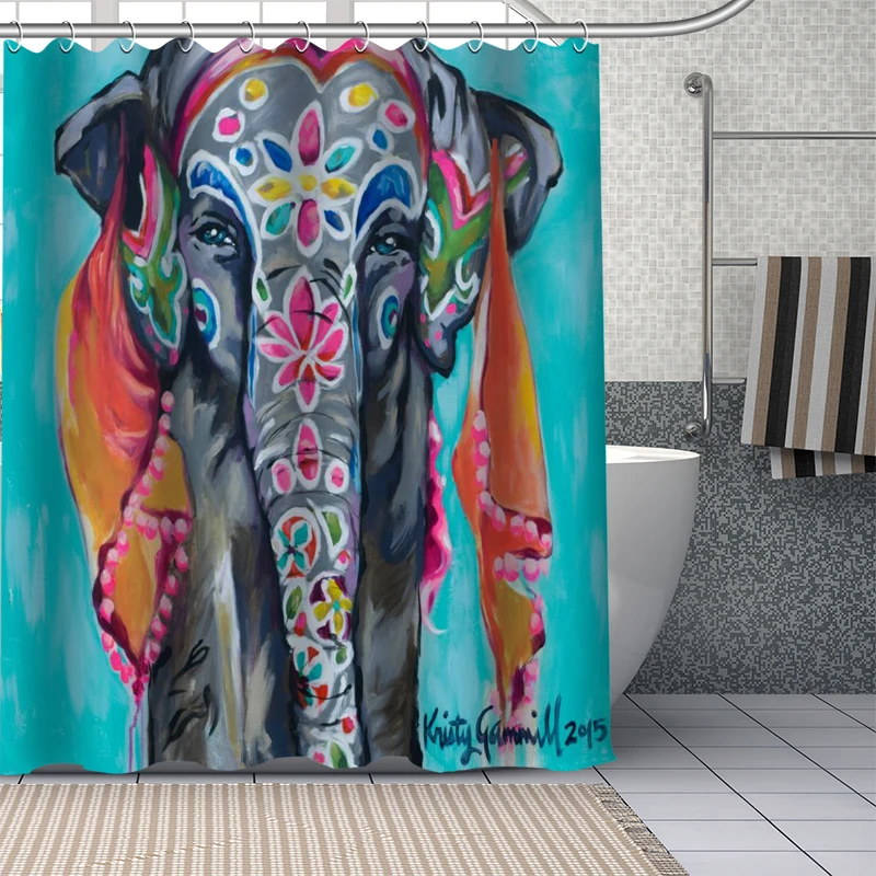 

Custom Elephant painting Shower Curtains DIY Bathroom Curtain Fabric Washable Polyester for Bathtub Art Decor Drop Shipping