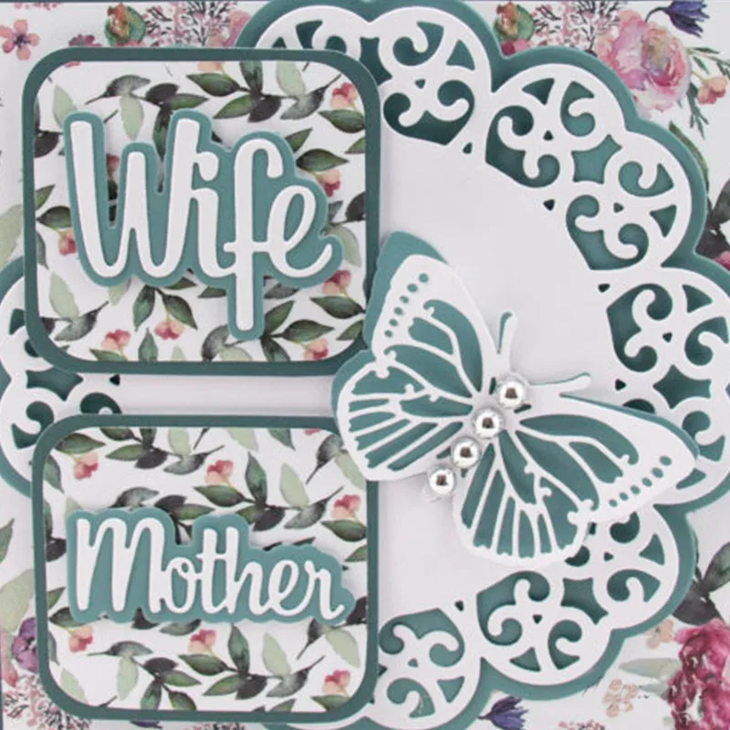 

wife mum mother auntie daughtersister metal cutting dies stacking cut die mold for DIY Scrapbooking cards crafts mould new 2019