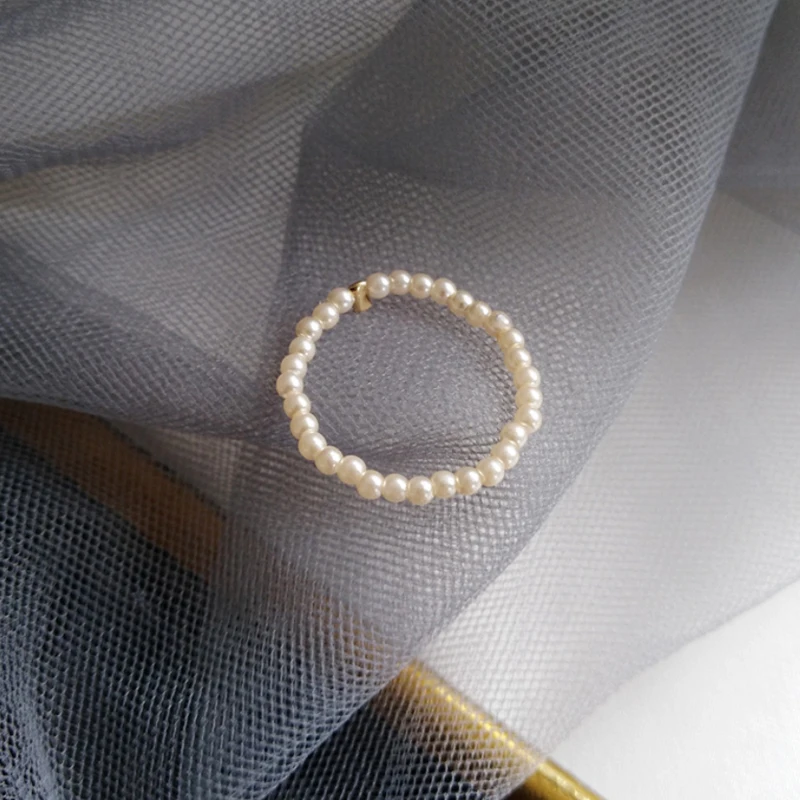Женские кольца с жемчугом Kpop регулируемые эластичные бусинами из натурального