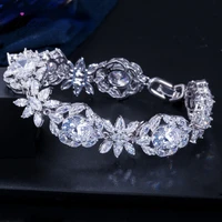 925 silver aaa zircon hollow flower chain bracelet fashion for women charming anniversary party wedding jewelry gifts wholesale