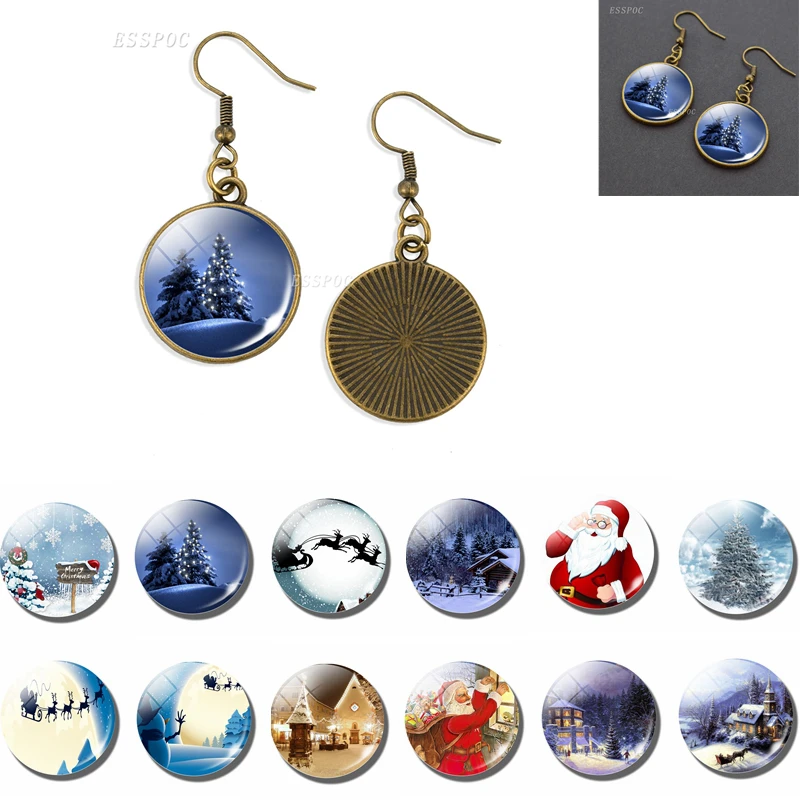 

Santa Claus Pendant Earrings Igloo Christmas Tree Fashion Woman Jewelry Pendant Earrings Christmas Gifts For Girlfriend