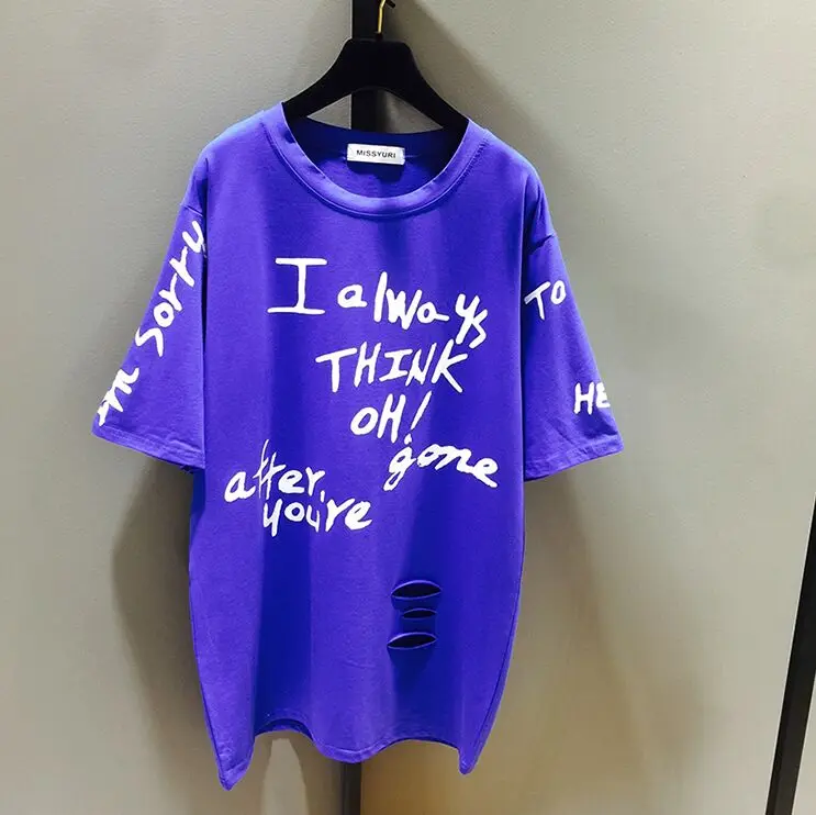 Женские футболки с буквенным принтом Tumblr Camisetas летние дырками женские 2019|hole t
