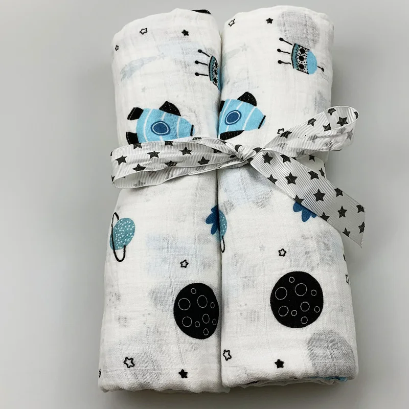 2pcs/set Newborn Baby Blanket Cotton Blanket Cartoon Pattern Multi-use Infant Stroller Cover Towel Baby Muslin Swaddle Wrap - Цвет: 13