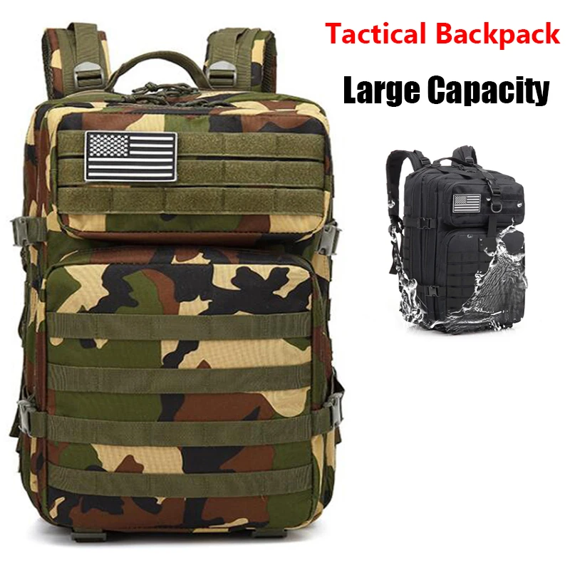 Купи 45L Large Capacity Men Army Military Tactical Backpack 3P Softback Outdoor Waterproof Rucksack Hunting Bags For Hiking Camping за 899 рублей в магазине AliExpress