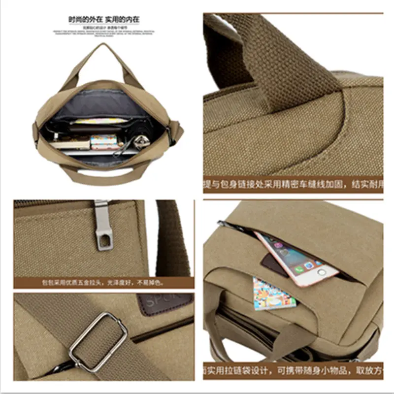 Scione Мужская простая Холщовая Сумка через плечо походная военная сумка