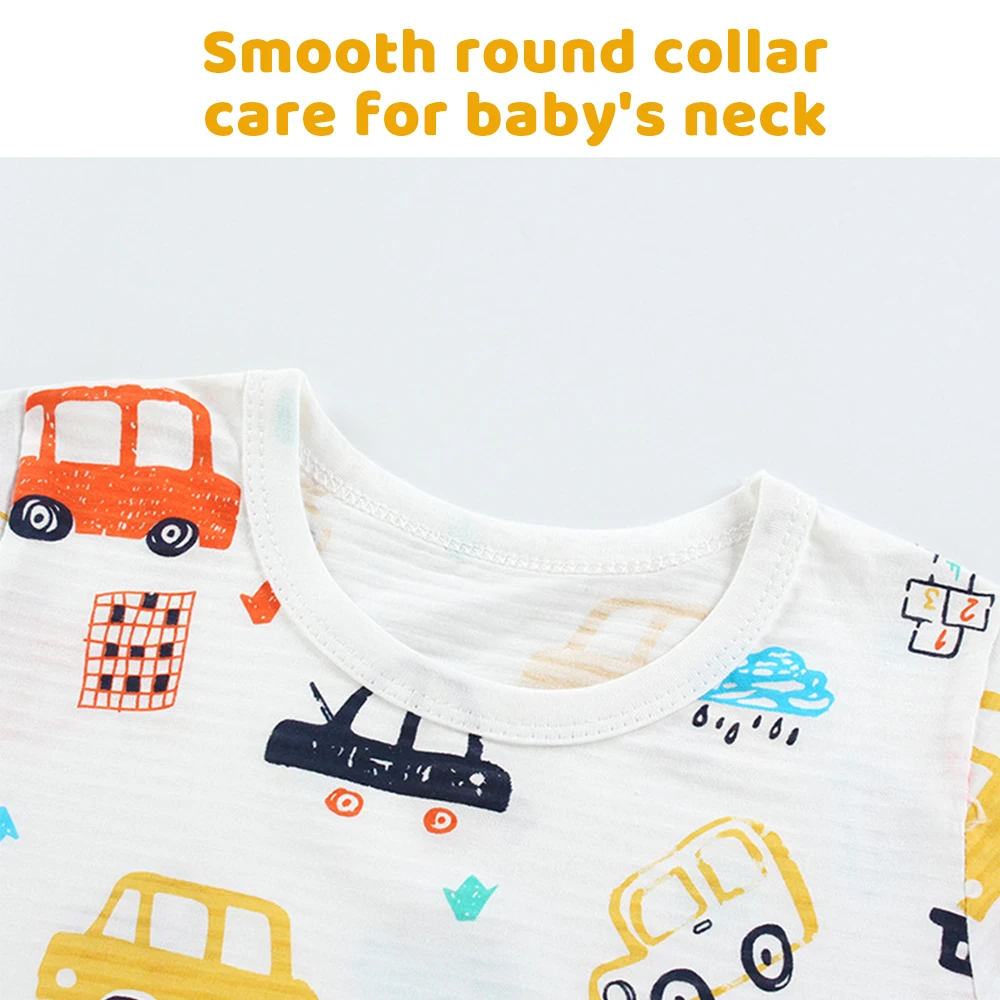 Conjunto de pijamas para ni&ntilde;os, ropa de dibujos animados para beb&eacute;s, camiseta + Pantalones cortos, conjuntos de ropa informal para el hogar de 1 a 3 a&ntilde;os-5