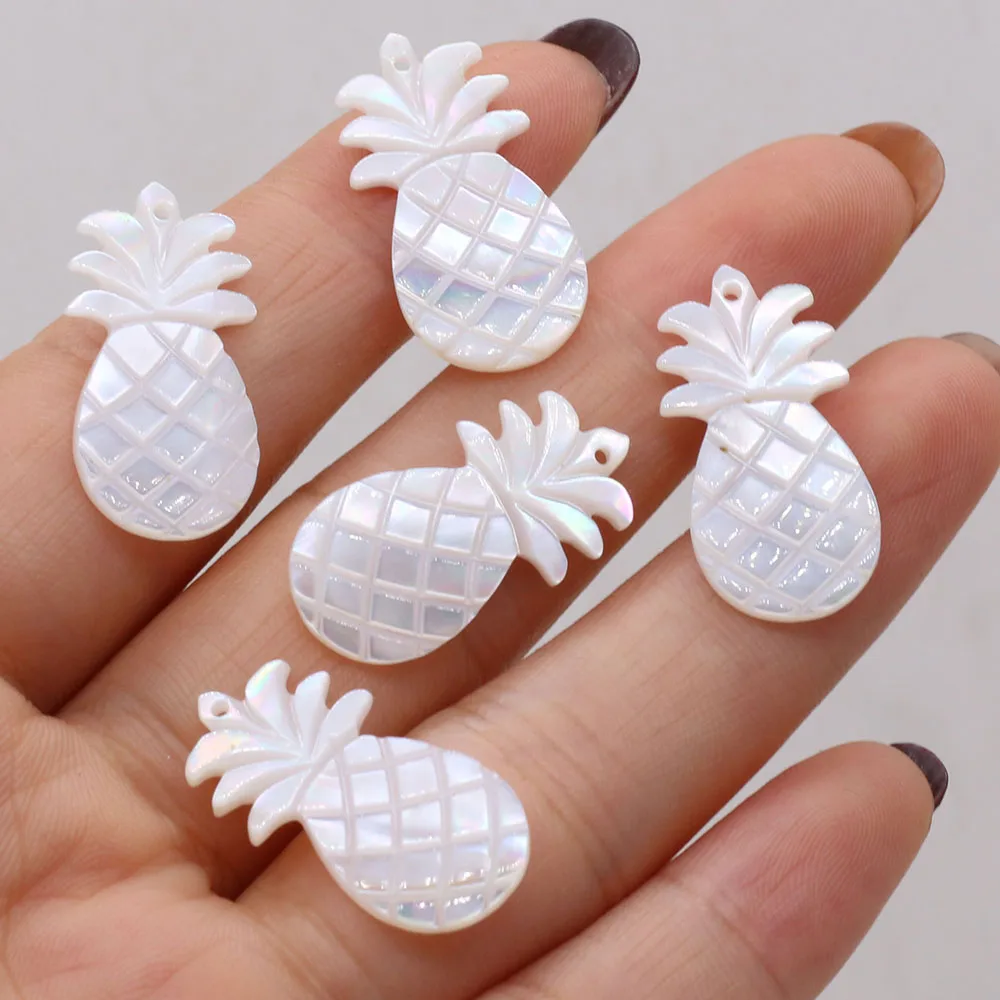 

2PC Exquisite White Mother of Pearl Shell Pendant Natural Carved Pineapple Shell Charms for Jewelry Making DIY Necklace Earring