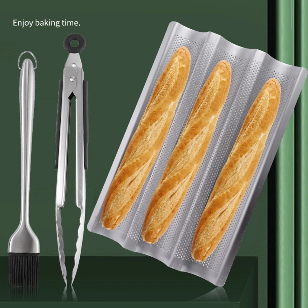 

Carbon Steel 3 Groove Wave French Bread Baking Tray For Baguette Bake Mold Pan DIY Bread Mold Baking Kitchen Pastry Tool