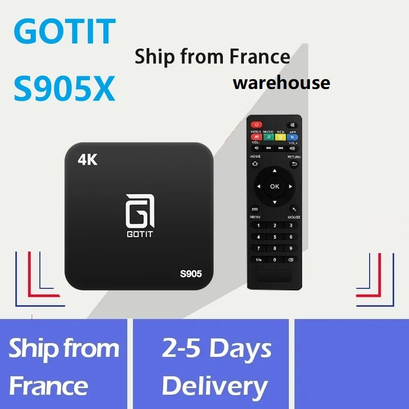 Смарт ТВ-приставка Gotit S905 на Android с чипом Amlogic 64 бит S905X Wi-Fi 8 ГБ и 16 Гб ПЗУ