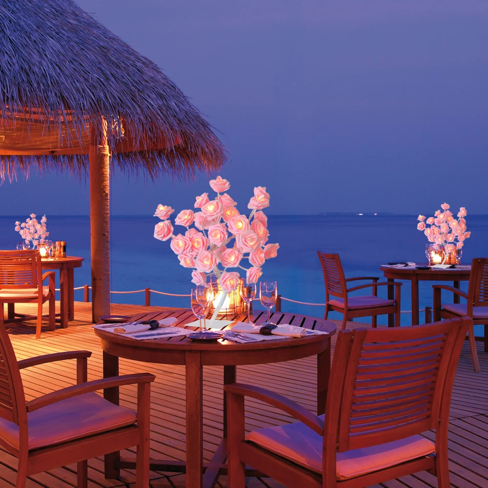 Регулируемый розовый куст светодиодный светильник цветок розы настольная лампа
