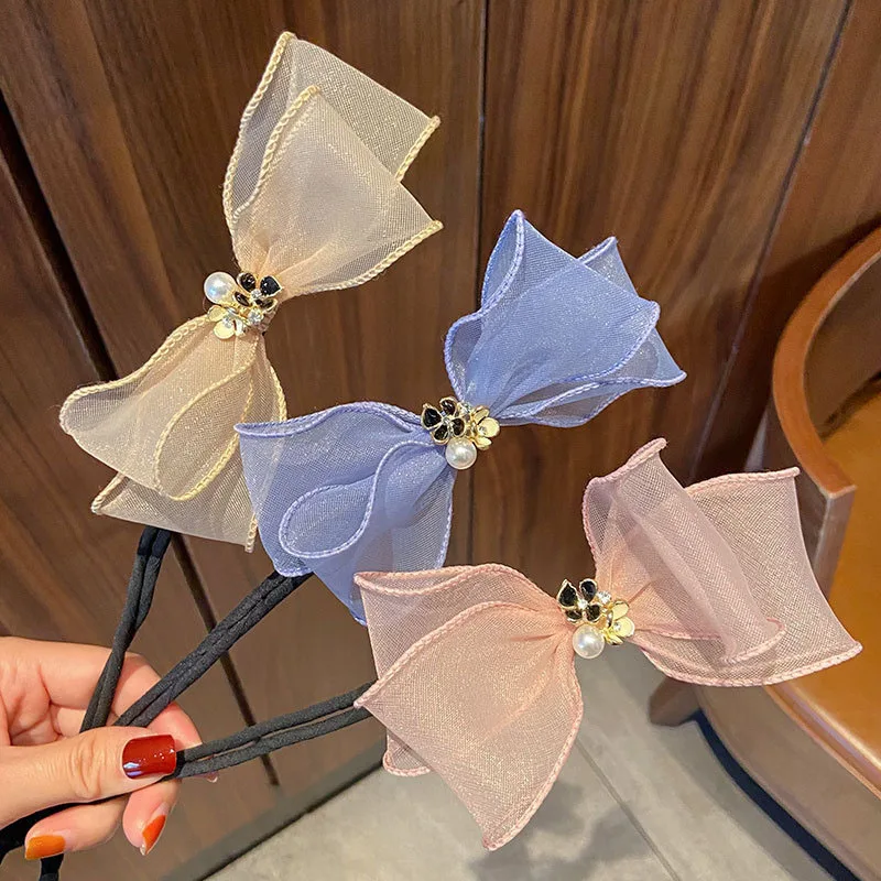 

Elegant Fashion Flower Pearl Hairpin Bun Maker Twist Headband Lazy Hair Accessories Women Hairstyle Hair Stick Banquet For Party