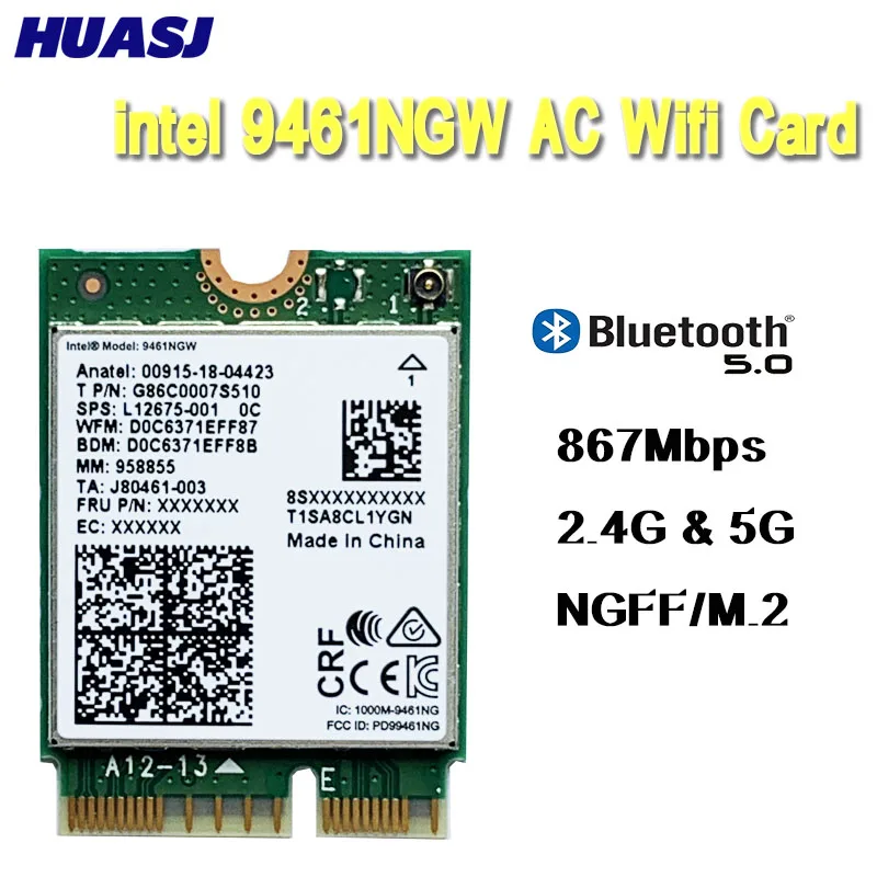 Huasj двухдиапазонный беспроводной AC 9461 Intel 9461NGW 802.11ac NGFF key E 2,4G/5G WiFi Карта BT 5,0