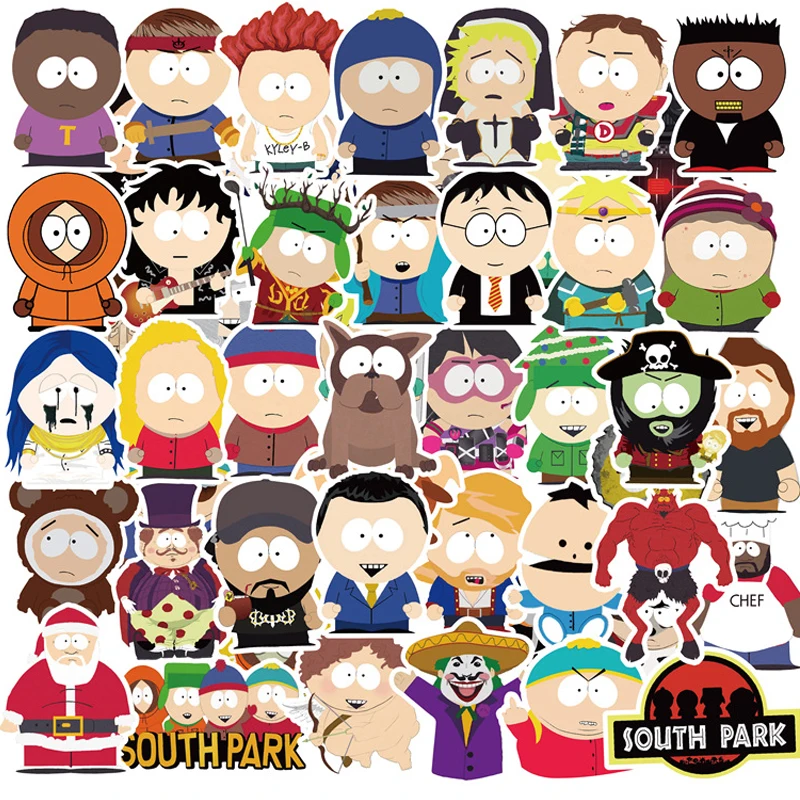 Pegatinas de dibujos animados SouthPark para ordenador port&aacute;til, calcoman&iacute;as impermeables para guitarra, equipaje, monopat&iacute;n, nevera, 10/30/50 Uds.-0