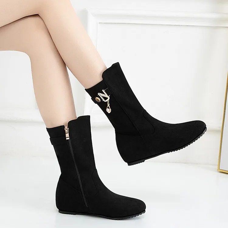 Женские ботильоны с круглым носком на молнии сбоку|Женские полусапожки| |