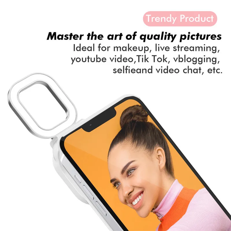 selfie light phone case for iphone 11 12 pro max beauty flash case with led selfie ring light portable fill light back cover free global shipping