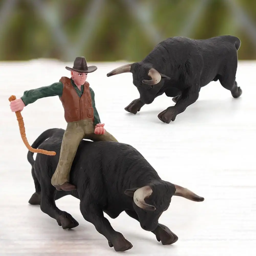 

2Pcs/Set Model Toy Interesting Educational Collectible Bullfight Animal Figurine for Teaching